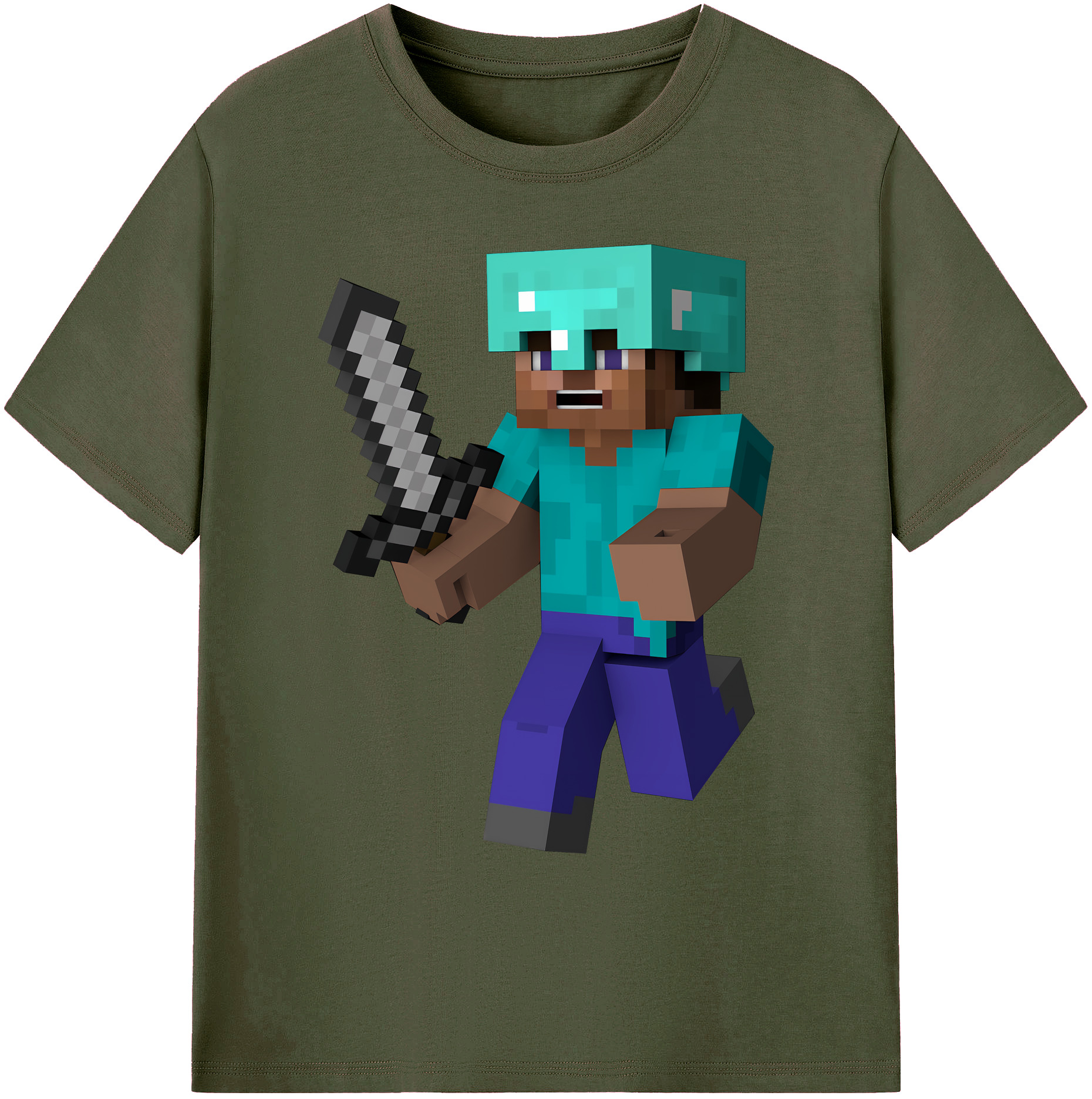 （画像用） マインクラフト ブロックの世界 Minecraft MC Block world 綿100％ メンズ半袖Tシャツ｜肌触りやわらか＆通気性